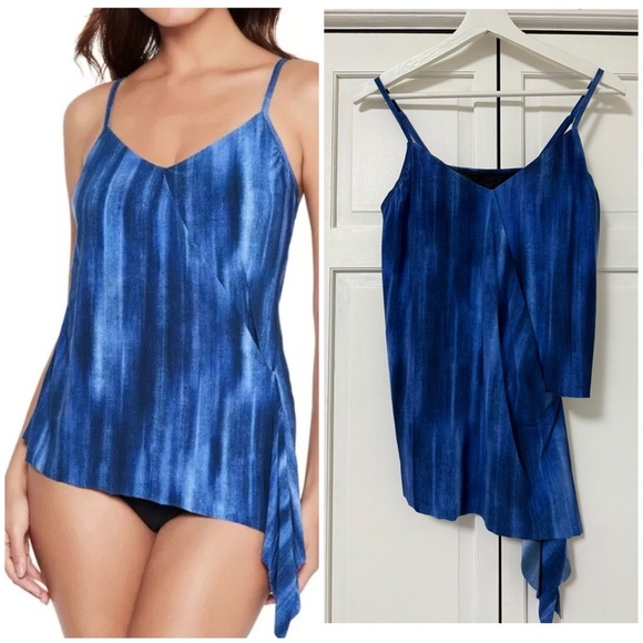 Magicsuit Denim Dungarees Alex Tankini Swim Top US 10 Blue Navy - Picture 1 of 13